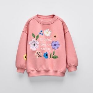 Zara Baby Floral Pink Sweatshirt
